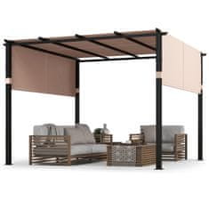 Costway Pergola s ravno streho 3x3 m z izvlečnim baldahinom bež