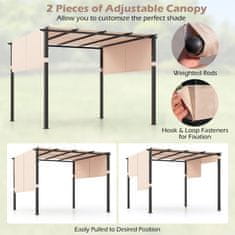 Costway Pergola s ravno streho 3x3 m z izvlečnim baldahinom bež