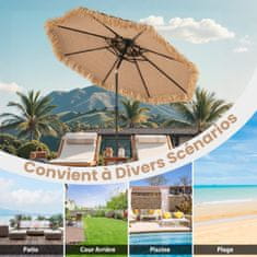 Costway Senčnik Hawaii z LED sončno osvetlitvijo, dvojna streha iz slame
