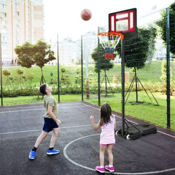 Costway Prenosni košarkaški obroč 4,3-8,2 ft, rdeč