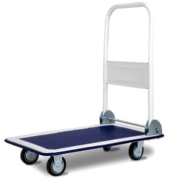 Costway Zložljiv transportni voziček z nosilnostjo 150 kg, vrtljiva kolesa 360°, ročaj, modra barva