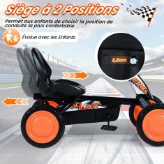 Costway Otroški pedalni gokart z 2-pozicijskim nastavljivim sedežem, 4 kolesa odporna proti obrabi, črn