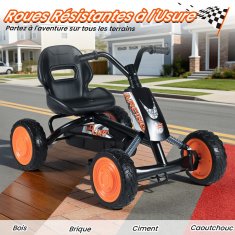 Costway Otroški pedalni gokart z 2-pozicijskim nastavljivim sedežem, 4 kolesa odporna proti obrabi, črn