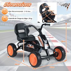 Costway Otroški pedalni gokart z 2-pozicijskim nastavljivim sedežem, 4 kolesa odporna proti obrabi, črn