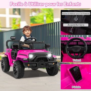 Costway Otroški električni tovornjak na baterije 12V roza