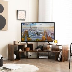 Costway TV konzolna omarica 3-delna za televizorje do 65 palcev rjava