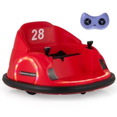 Costway Otroški avto na baterije Nitro 18+ mesecev rdeč z LED lučmi, brezžično glasbo in zvoki