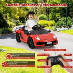 Costway Električni otroški avto Lamborghini 12V licenciran rdeč