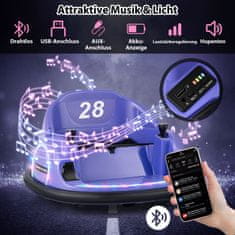 Costway Električni avto z odbijačem 12V, 360° vrtenje, vijoličen