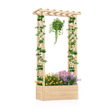 Costway Lesen viseči rastlinjak z mrežo 66x32x153 cm naravne barve