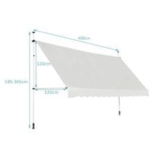 Costway Teleskopska konzolna senčnica za balkon 395x120 cm