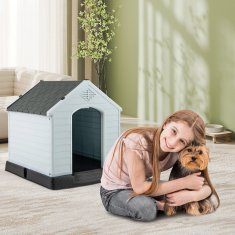 Costway Pasja hišica za majhne pse Vodoodporna plastika z dvignjenim dnom S