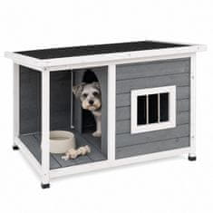 Costway Lesena pasja hišica 86x63x60 cm siva