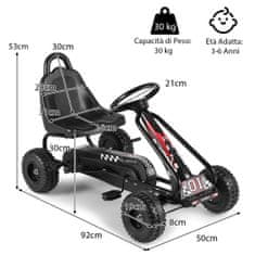 Costway Otroški gokart z nastavljivim sedežem in ročno zavoro, črn