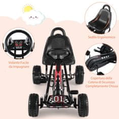 Costway Otroški gokart z nastavljivim sedežem in ročno zavoro, črn