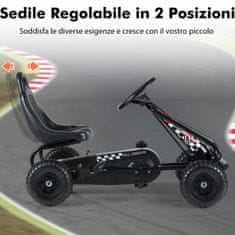 Costway Otroški gokart z nastavljivim sedežem in ročno zavoro, črn