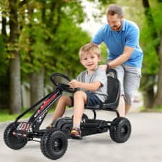 Costway Otroški gokart z nastavljivim sedežem in ročno zavoro, črn