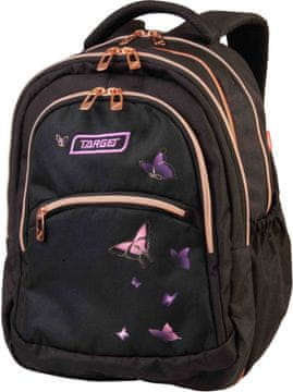 Target Šolski nahrbtnik za 2 triado 2v1 CURVED Butterfly Rose 29803