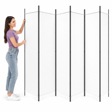 Vidaxl Paravan 6-delni bel 300x200 cm blago
