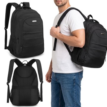 sarcia.eu Peterson mestni nahrbtnik, črn VELIK POTNI večnamenski Z ŽEPOM ZA PRENOSNIK 48x30x20cm 32L
