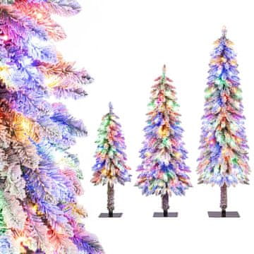 Costway Set 3 predhodno osvetljenih božičnih dreves 90 cm, 120 cm, 150 cm z večbarvnimi LED lučmi