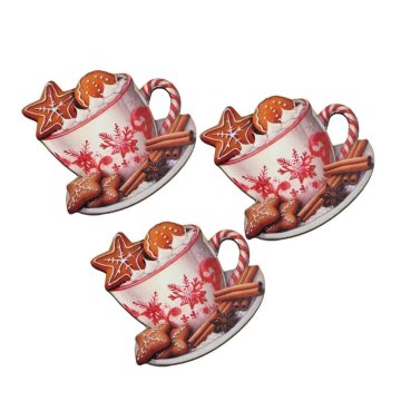 Rayher.	 Leseni okrasek Skodelica kakava, set 3