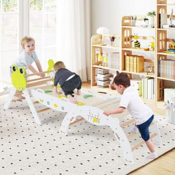 Costway 3-delni komplet plezalne strukture s toboganom, plezalnim lokom, obojestranskim klancem, plezalnim trikotnikom, bel