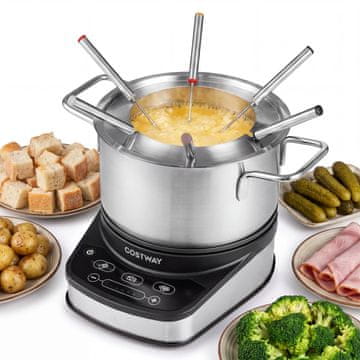 Costway Električni fondue set 1200W z odstranljivo 3L posodo iz nerjavečega jekla