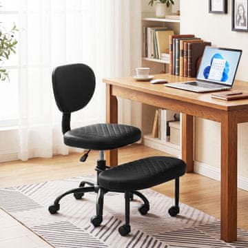 Costway Ergonomski pisarniški stol s križnimi nogami, nastavljiva višina sedeža, črn