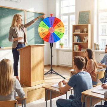 Costway Prenosno vrtljivo kolo z nastavljivo višino 60 cm z zložljivim stojalom na trinožniku