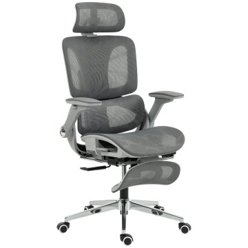 Homestar Ergonomski pisarniški stol z mrežo, računalniški stol z ločeno ledveno oporo in 4D zložljivimi nasloni za roke, siv