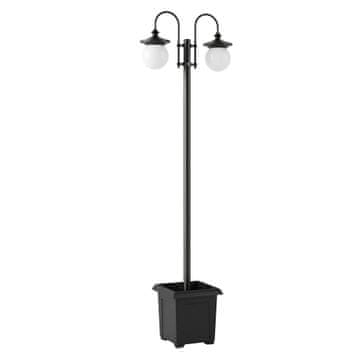 Homestar Solska svetilka talna svetilka 182 cm nastavljiva višina zunanja vrtna svetilka z 2 glavi, cvetlični lonec, svetlobni senzor, stikalo, IP44