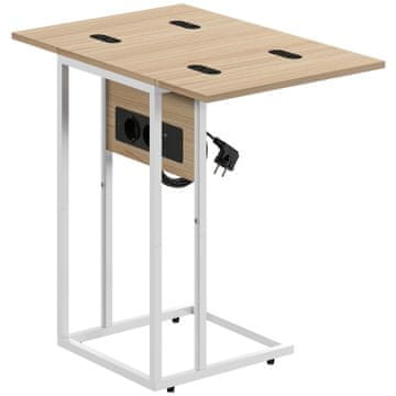 Homestar Zložljiva stranska mizica z USB polnilnimi priključki 39x29x57 cm barva lesa
