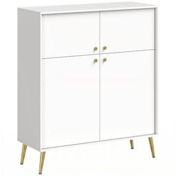 Homestar Omara 105,4 cm, 4 vrata z mehkim zapiranjem, kovinska noga, kremno bela