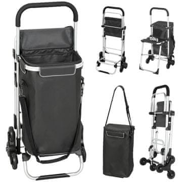 Homestar Nakupovalni voziček 40 L Oxford torba 3-kolesni dizajn aluminijast okvir sedež temno siv