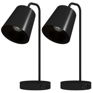 Homestar Set namiznih svetilk 2 kosa z USB-A in USB-C, črna