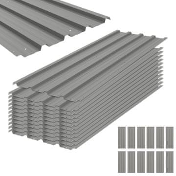 Homestar 12 kosov trapeznih pločevin 129x45 cm 7 m² pocinkane strešne plošče 0,25 mm odporne na vremenske vplive svetlo sive barve