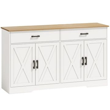 Homestar Kabinet za bife 140 cm, bel z 2 predaloma in 2 omaricama