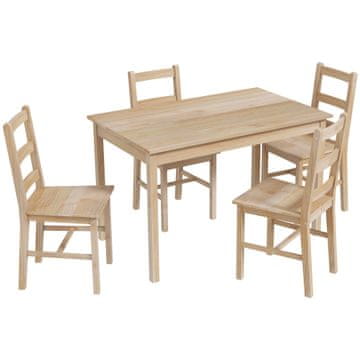 Homestar Jedilna miza komplet 5-delni 118x73x75 cm naravno leseno