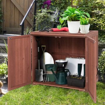 Costway Zunanji leseni shranjevalni kabinet 2,5x2 ft rjav
