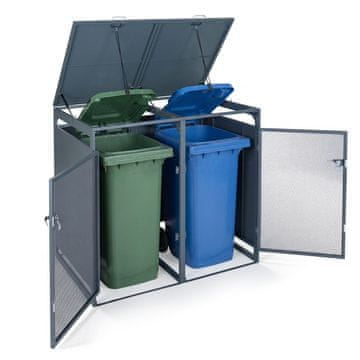 Costway Zunanja omarica za smetnjake 2 x 240 L 132x80x117 cm siva
