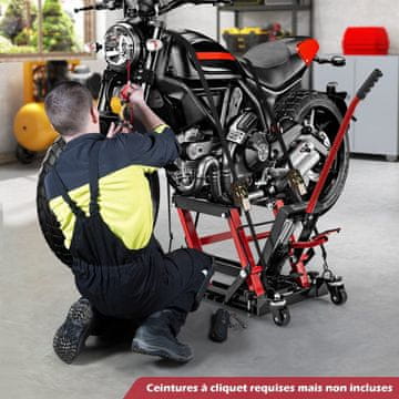 Costway Hidravlični dvigalko za motorna kolesa 680 kg, 3-nivojska nastavljiva višina, rdeča platforma