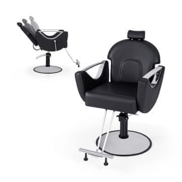 Costway Salon stol za frizerje z vrtljivim naslonom 360° črn