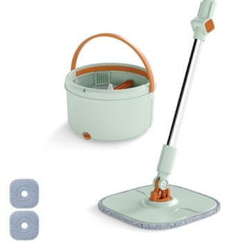 Costway 4L sistem za mop in vedro z ožemalnikom in 360° vrtljivo glavo, ravni mop za tla, zelene barve