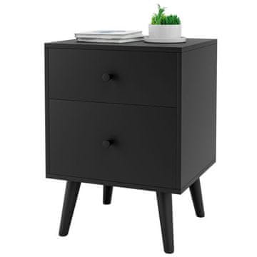 Costway Nočna omarica z 2 predaloma 45x39,5x62 cm, noge iz masivnega hrasta