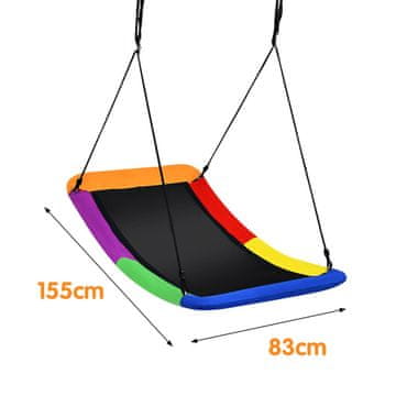 Costway Večnamenska otroška gugalnica za drevo 83x155 cm, pisana