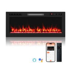 Costway Električni kamin 750W/1500W z aplikacijo in daljinskim upravljalnikom, 12 barv, črn