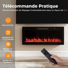 Costway Električni kamin 750W/1500W z aplikacijo in daljinskim upravljalnikom, 12 barv, črn