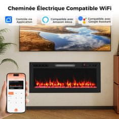 Costway Električni kamin 750W/1500W z aplikacijo in daljinskim upravljalnikom, 12 barv, črn