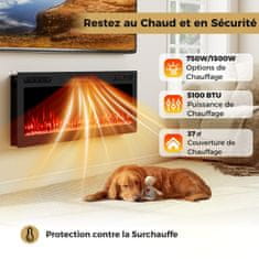Costway 50 Električni kamin 750W/1500W grelec črn